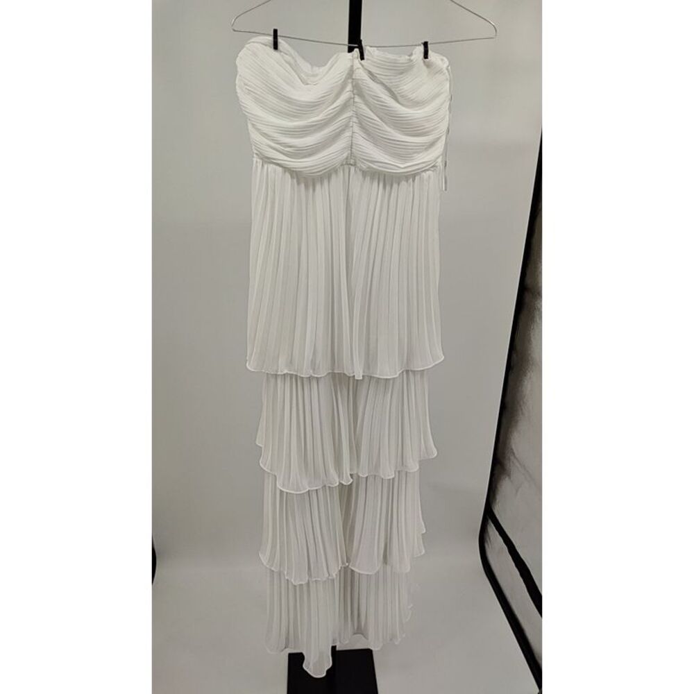 Lulu's White Strapless Pleated Tiered Maxi Dress